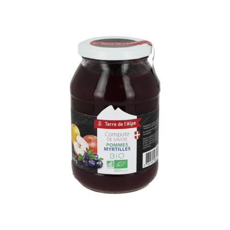 Compote de Savoie Pomme Myrtille Bio Le pot de 480g TERRE DE L'ALPE